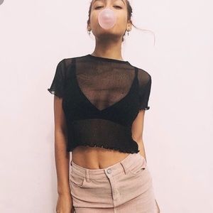 Brandy Melville Rene Glitter Short Sleeve Top